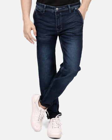 Stretch denim dark blue jeans slim-fit