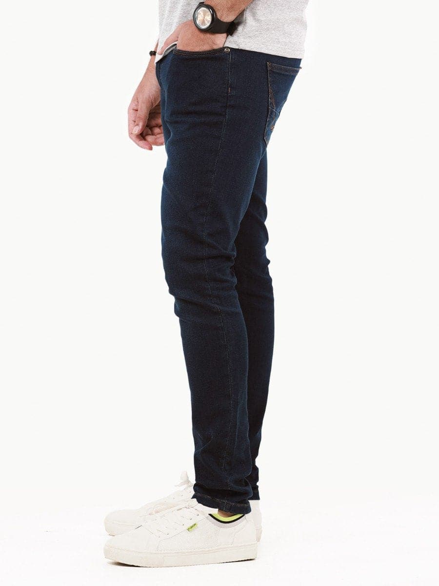 Stretch dark blue jeans slim-fit