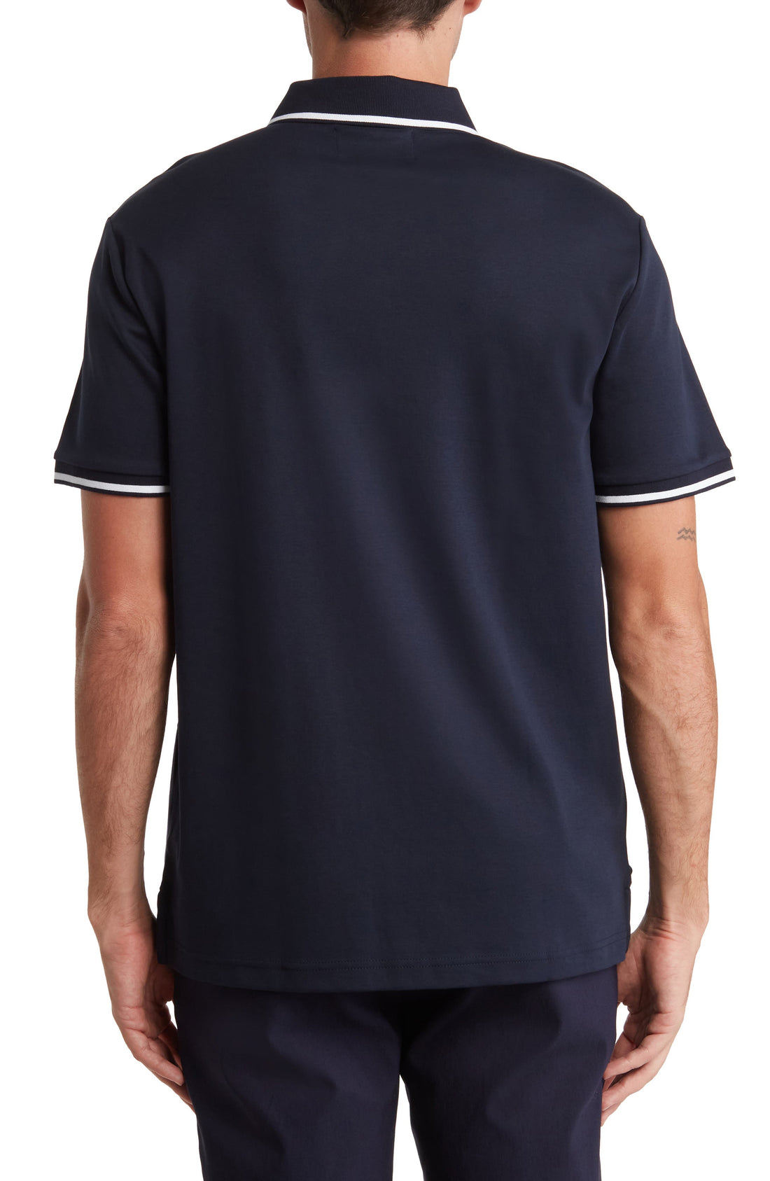 Blue Interlock Tipped Polo Shirt